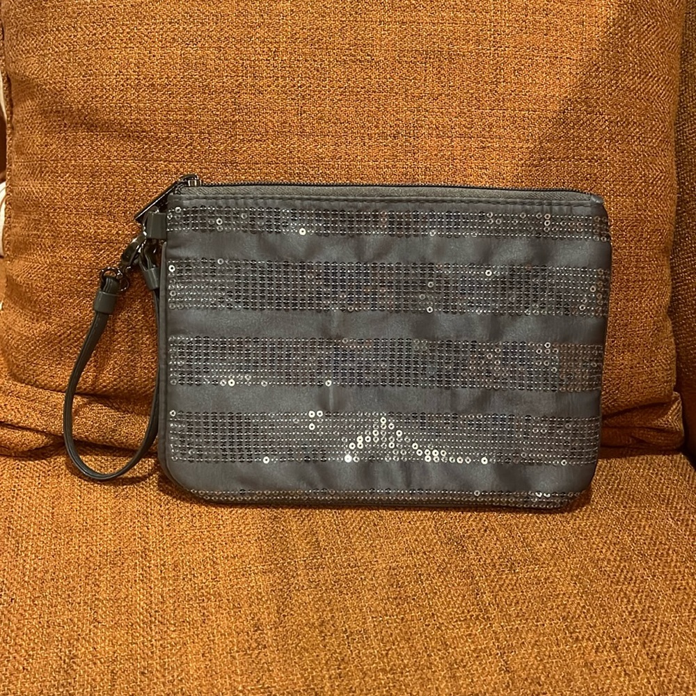 Bath & Body Works gray sequined bag wristlet - Picture 2 of 8